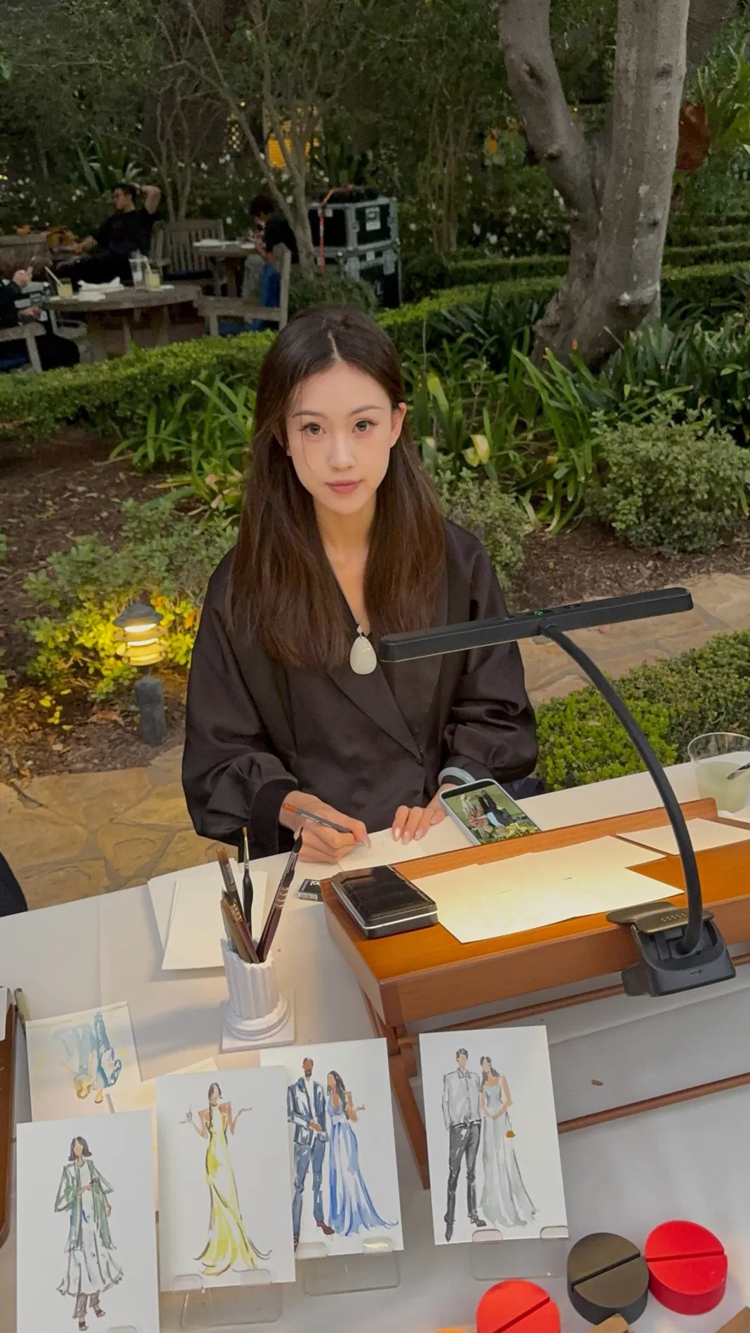 Outdoor live fashion illustration setup